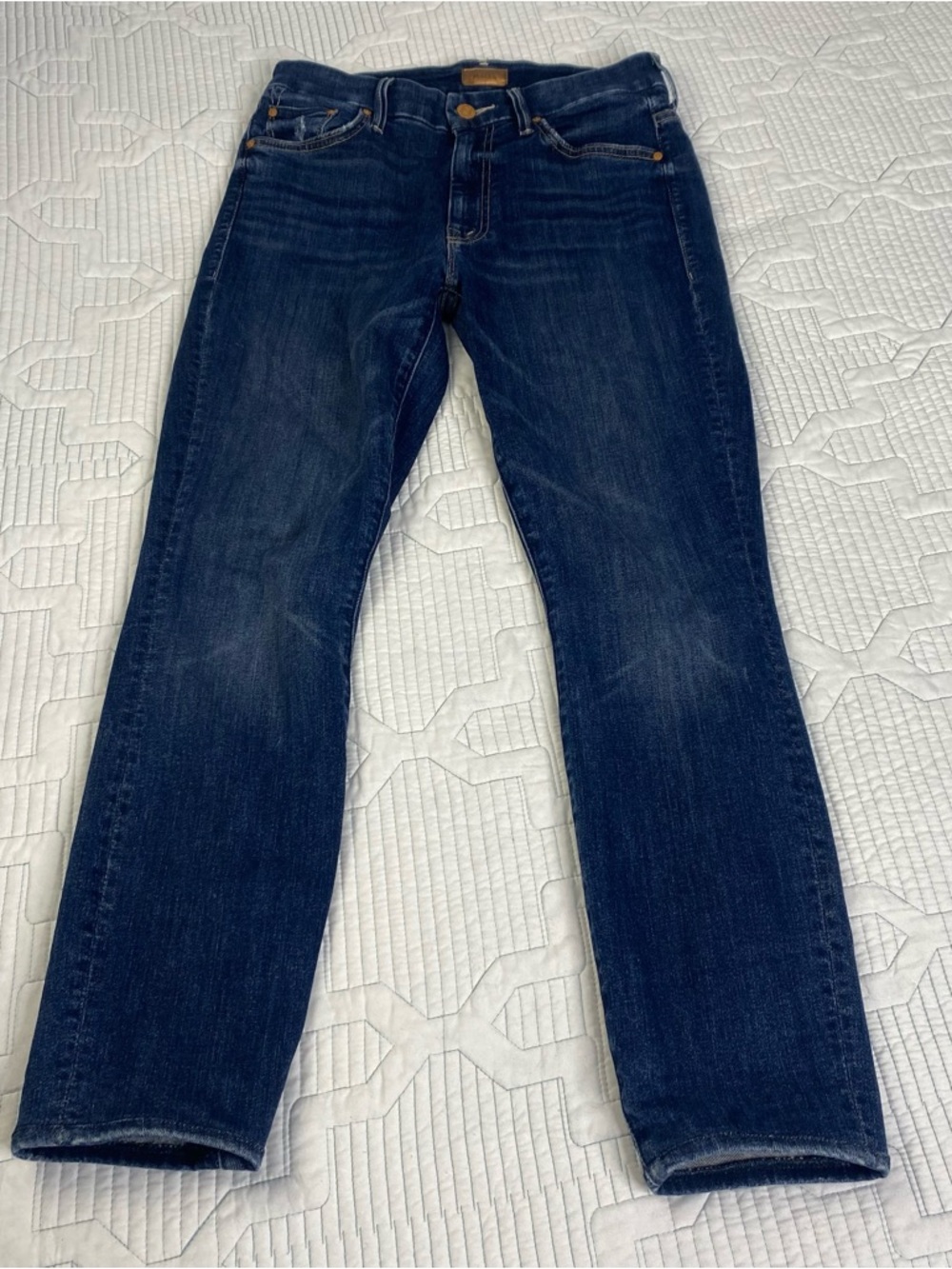 Mother Women's High-Waisted The Looker Ankle Skinny Jeans Dark Blue Size 27 X 26